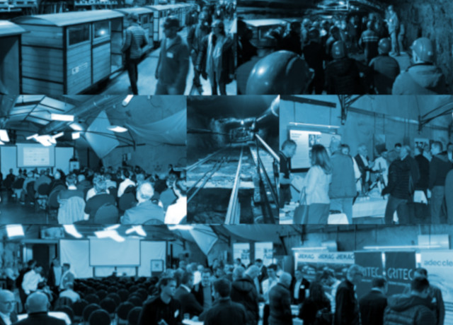 Teilnehmerinnen und Teilnehmer beim Event im Bergwerk Gonzen mit Fachvorträgen, Tischmesse, Führung und Networking